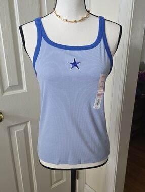 SO BRAND WOMEN'S JUNIOR BLUE "STAR" RIBBED SUMMER TANK TOP SIZE LARGE